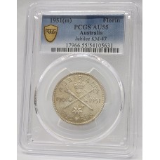 AUSTRALIA 1951 . FLORIN . JUBILEE . PCGS AU55